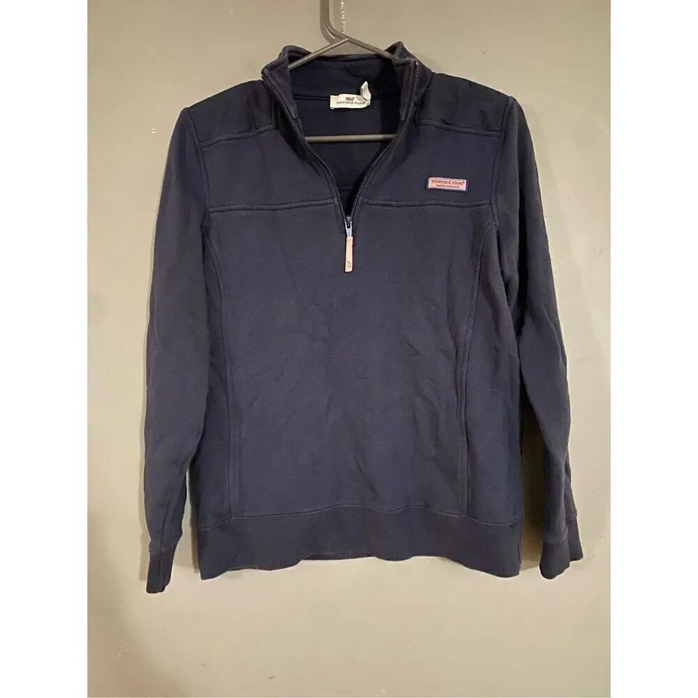 VINEYARD VINES Collegiate Shep Shirt Navy 1/4 Zip Sweatshirt Small